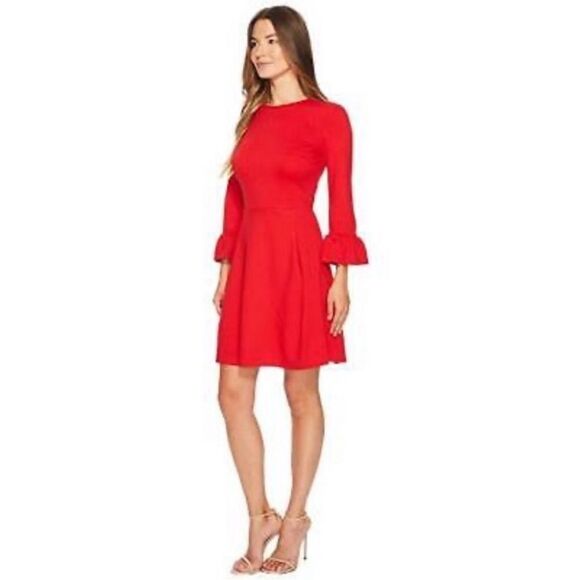 KATE SPADE BROOME STREET | Red Ponte Bell Sleeve Mini Dress Women’s Size Small - Picture 3 of 15